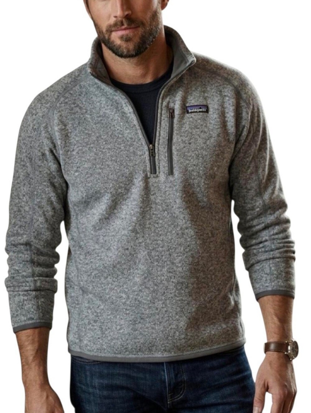 Patagonia Mens XL Better Sweater Gray Heathered Knit Fleece 1/4 Zip Worn Wear